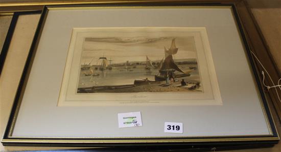 Two Old Shoreham prints and a watercolour